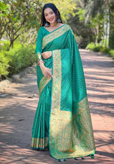 Womens Fashion Ethnic Banarasi Green Color Sarees-MLSHWSA1866GRN